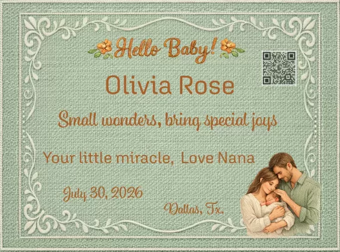 Custom baby quilt label - Olivia Rose Custom baby quilt label - Olivia Rose
